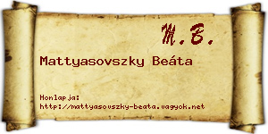 Mattyasovszky Beáta névjegykártya
